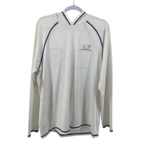 Mens Vineyard Vines Performance Hoodie White Navy Rash Guard Sun Shirt Large L